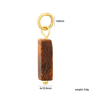 Brauner Naturstein-Anhänger mit goldenem Edelstahlring für DIY-Schmuckherstellung