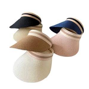 Chapeaux visière en paille pour femmes en plusieurs couleurs pour une protection solaire d'été