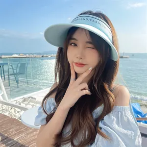Élégant chapeau pare-soleil bleu clair à large bord pour femme protection solaire de plage