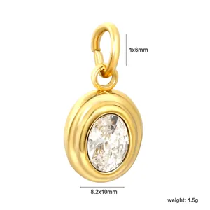 Goldener Anhänger aus Edelstahl mit Zirkonia, 8,2x10 mm, für DIY-Schmuckherstellung.
