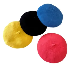 Collection of multi-color breathable knitted berets for women in a classic vintage style