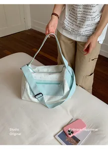Light blue star pattern gym bag with adjustable strap for sports and short travel