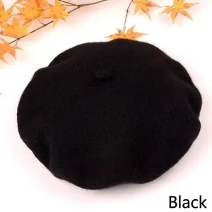 Classic black wool beret for kids stylish autumn and winter accessory for children