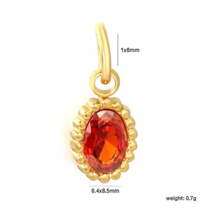 Eleganter vergoldeter Edelstahlanhänger mit rotem Zirkonia für DIY-Schmuckdesign