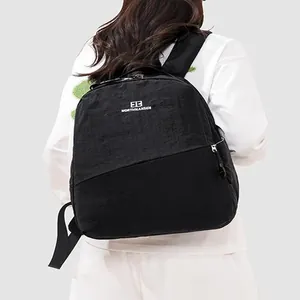 Minimalist black Japanese style large capacity casual sports backpack for outdoor use