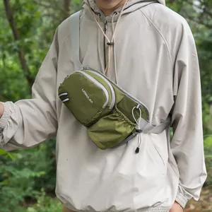 Versatile olive green crossbody chest bag for outdoor leisure and active sports activities
