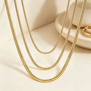 Minimalistische Roestvrijstalen Slangenbot Ketting Halsketting Voor Heren Dames Individuele Trend Mode Ronde Slangenketting Sieraden Cadeau