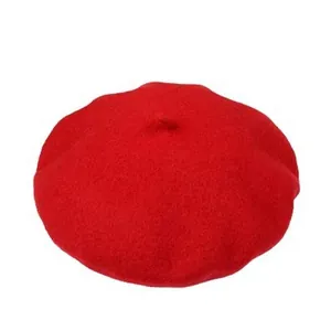 Classic red wool felt beret for kids with soft texture and warm winter style