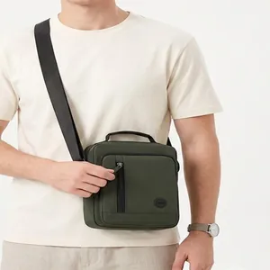 Casual army green messenger bag for men with large capacity, durable and stylish design