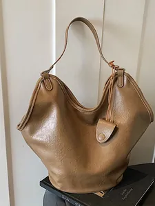 Women Large Capacity Tote Bag Soft PU Leather Underarm Shoulder Bag Lazy Style Casual Fashion Shopper Bag For Students Daily