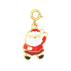 Cute cartoon Santa Claus charm pendant in 18K gold plated stainless steel for DIY jewelry