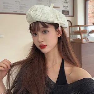 Japanese ins style cream white textured beret hat for women vintage painter hat