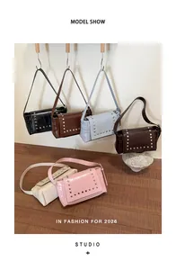 Collectie stijlvolle vierkante onderarmtassen met studs details in meerdere kleuren