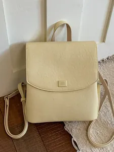 Women Fashion Simple PU Leather Backpack Chic Small Designer Commuter Handbag Versatile Casual Shoulder Bag For Daily Use