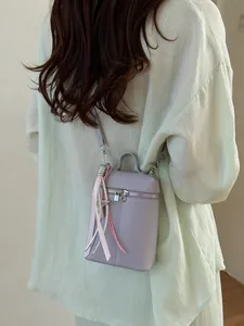 Borsa a tracolla minimalista lavanda per cellulare con ciondoli a stella e nastro