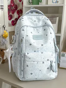 Sweet Korean style light blue star backpack for casual daily school and travel needs