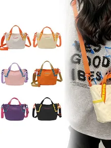 High capacity multi-color grid fabric crossbody bag for fitness yoga and daily storage use