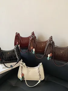 Stylish crocodile texture crescent shoulder bags set in five various fashion colors.