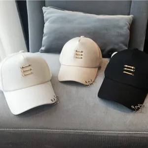 Casquettes de baseball mercerisées décontractées avec anneaux en fer et barres en métal