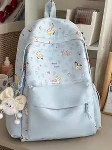 Japanese Fresh Cartoon Pony Backpack Waterproof Large Capacity School Bag For Teens Girls Travel Bag With Plush Pendant
