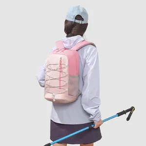 Back view of a minimalist pink outdoor sports backpack for students and casual travel