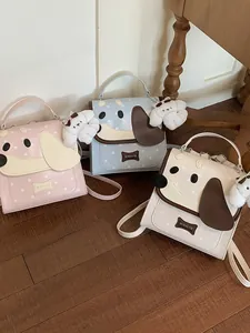 Cute puppy-themed mini backpacks in pastel colors featuring plush charms and star patterns