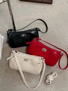Petits sacs à bandoulière carrés minimalistes de style français en noir rouge et beige