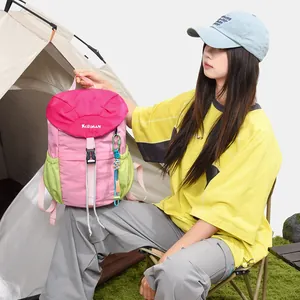 Casual outdoor backpack with color-blocking design and buckle closure