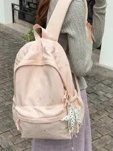 Stilvoller hellrosa Damenrucksack mit Sternenprint und charmantem Sternenanhänger