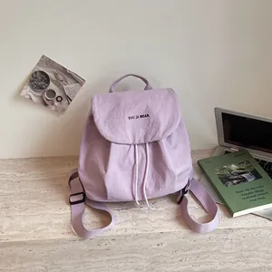 Sac à dos minimaliste lilas doux avec cordon de serrage et détail de rabat YOU JI BEAR stylé