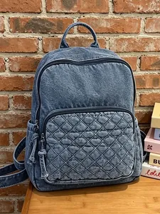 Damen Fashion Denim Rucksack Große Kapazität Gesteppt Lässige Reisetasche Für Pendeln Outdoor Trip Studenten Schultasche