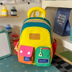 Trendy colorful high-capacity student backpack with multi-pocket design for travel.