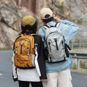 Back view of waterproof hiking backpacks for outdoor travel and mountain climbing