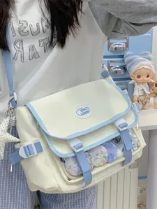 Japanischer Stil Kawaii Ita Bag Transparentes Fenster Große Kapazität Polyester Tote Umhängetasche Für Schule Lässig Schultertasche