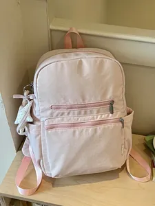 Mochila Ligera de Moda para Mujer Estilo Coreano Mori Girl Color Sólido Versátil Mochila Pequeña con Colgante de Estrella Bolsa de Viaje para Adolescentes