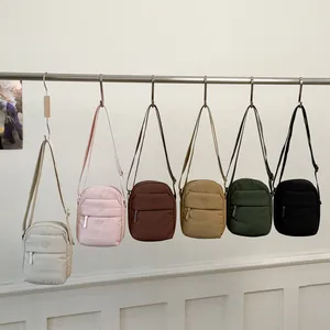 Minimalist square crossbody phone bags displayed in six versatile and trendy colors
