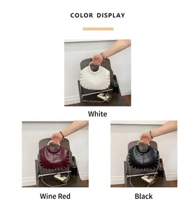 Chic studded niche design handbags in white, wine red, and black with silver handles