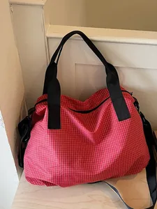 Borsa da Viaggio a Tracolla a Quadri di Grande Capacità Tessuto Impermeabile Borsa Sportiva per Palestra e Bagaglio per Uomo e Donna