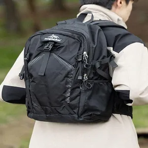 Professional lightweight waterproof black hiking backpack for outdoor trekking and travel.