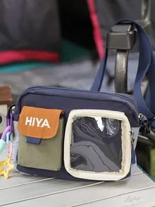 Unisex Casual Nylon Crossbody Bag Outdoor Cycling Sport Lightweight Small Square Bag Contrast Color Patchwork Shoulder Bag