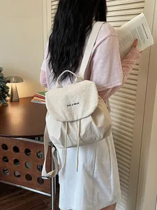 Sac à dos de voyage léger blanc crème de style coréen pour filles, moda été 2026