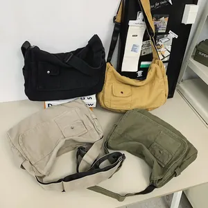 Large capacity canvas messenger bags in multiple solid colors for casual everyday use