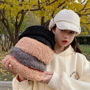 Warm thickened plush earflap hat for women featuring a cozy Japanese style design