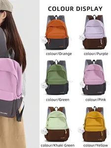 Stylish campus-style student backpack available in multiple colorblock combinations