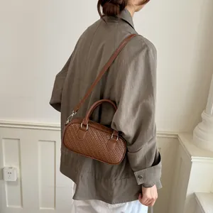 Women's PU Leather Woven Pattern Handbag Urban Minimalist Top Handle Crossbody Bag