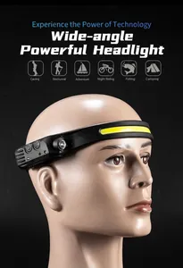 Rechargeable silicone COB LED headlamp with wave induction sensor for outdoor camping