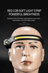 Professional wide-beam COB LED headlamp with silicone strap shown on a mannequin head
