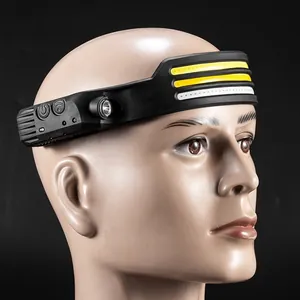 USB rechargeable COB LED headlamp with motion sensor for outdoor camping and running