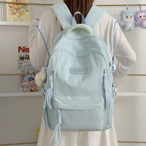 Schattige Schoolrugzak In Japanse Stijl Voor Meisjes Grote Capaciteit Nylon Studenten Boekentas Zoete Strik Borduurwerk Schoudertas