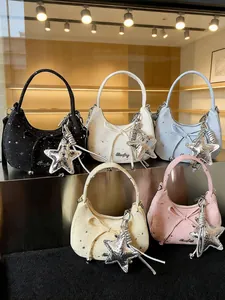 Sweet bow dumpling handbags in five colors with metallic star charm and star prints